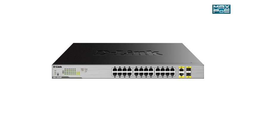 D-Link DGS-1026MP commutateur réseau Non-géré Gigabit Ethernet (10/100/1000) Connexion Ethernet, supportant l'alimentation via ce port (PoE) Noir, Gris