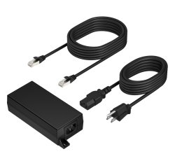 HP Poly PoE++ 65W 2.5G Adapter with 3.66m CAT6A Cable and Power Cord Noir