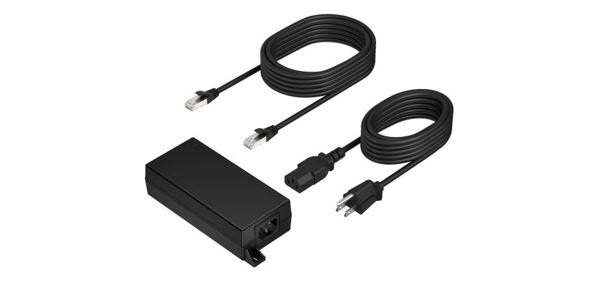 HP Poly PoE++ 65W 2.5G Adapter with 3.66m CAT6A Cable and Power Cord Noir