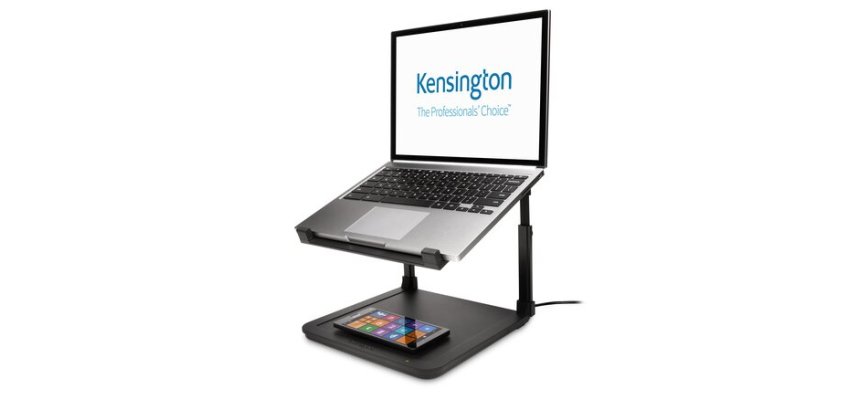 Rehausseur kensington smartfitpour ordinateur portable avec surface de charge par         induction 4 hauteurs