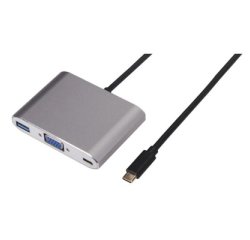 Nilox USB Type-C - VGA/USB Type-C/USB 3.0 M/F USB graphics adapter Silver