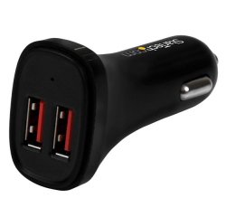 StarTech.com Cargador de Coche USB de Dos Puertos - 24W / 4,8A - Negro