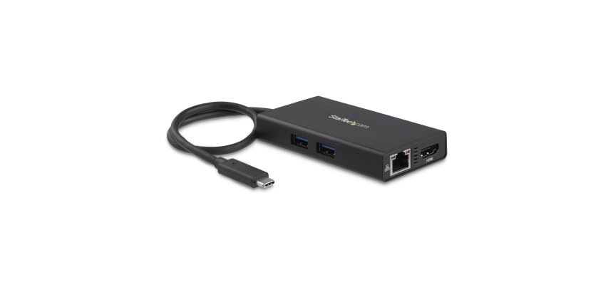StarTech.com USB-C Multiport Adapter - USB-C Tragbare Docking station mit 4k HDMI - 60W Power Delivery Pass-Through, GbE, 2x USB-A 3.0 Hub - Tragbares Mini USB Typ-C Dock für Laptop