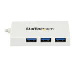 StarTech.com Hub USB-C à 4 Ports avec 1x USB-C & 3x USB-A SuperSpeed - Alimenté par Bus - Hub USB 3.0 Portable - USB 3.2 Gen 1 (5Gbps) Type-C - Blanc