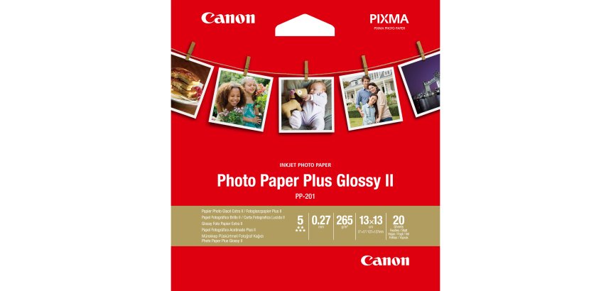 Canon Photo Paper Plus Glossy II PP-201 - papier photo - haute-brillance - 20 feuille(s) - 130 x 130 mm - 265 g/m²