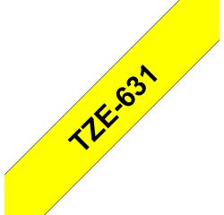 Brother - Nastro -  Nero/Giallo - TZE631 - 12mm x 8mt