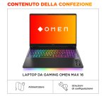 HP OMEN MAX Gaming Laptop 16-ah0012nl Intel Core Ultra 7 255HX Computer portatile 40,6 cm (16") WQXGA 32 GB DDR5-SDRAM 1 TB SSD NVIDIA GeForce RTX 5080 Wi-Fi 6E (802.11ax) Windows 11 Home AI PC Nero