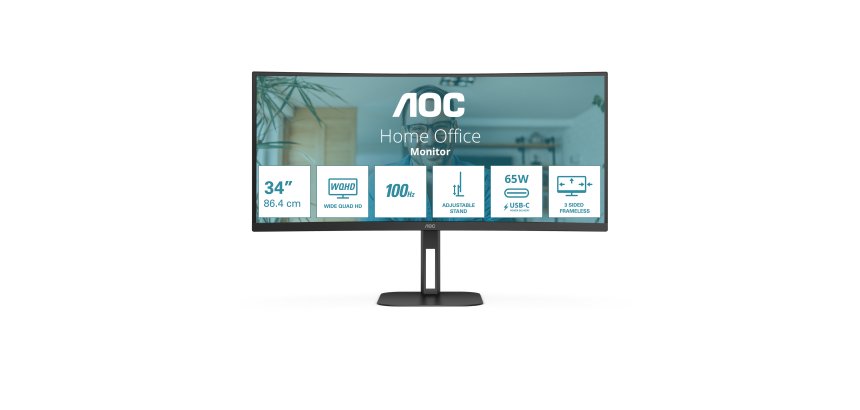 AOC V5 CU34V5C/BK écran plat de PC 86,4 cm (34") 3440 x 1440 pixels Wide Quad HD LED Noir
