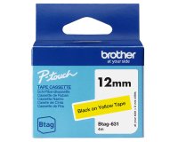 Brother Btag-631 - Ruban adhésif noir sur jaune, 12 mm de large, non laminé