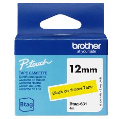 Brother Btag-631 - Ruban adhésif noir sur jaune, 12 mm de large, non laminé