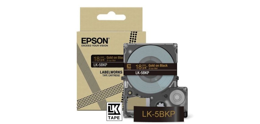Epson Metallic Tape – Black/Gold 18mm(9m) – LK-5BKP