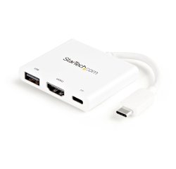 StarTech.com Adaptateur multiport USB-C vers HDMI 4K avec USB Power Delivery et port USB-A - Blanc
