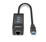 Hub de interfaz USB 3.2 Gen 1 (3.1 Gen 1) Type-A 5000 Mbit/s Negro Lindy 43176
