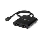 StarTech.com USB-C to Dual DisplayPort 1.2 Adapter, USB Type-C Multi-Monitor MST Hub, Dual 4K 30Hz/1080p 60Hz DP Laptop Display Extender / Splitter, Extra-Long Built-In Cable - Windows Only