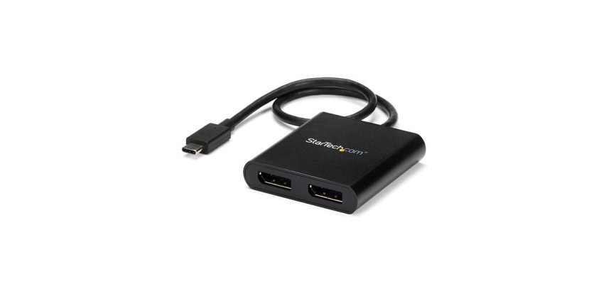 StarTech.com USB-C to Dual DisplayPort 1.2 Adapter, USB Type-C Multi-Monitor MST Hub, Dual 4K 30Hz/1080p 60Hz DP Laptop Display Extender / Splitter, Extra-Long Built-In Cable - Windows Only
