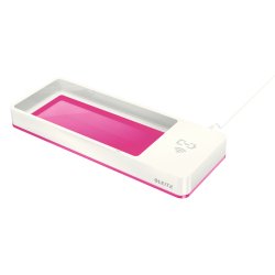 Plumier leitz wow dual 105x32x271mm avec chargeur induction pour recharge smartphone coloris rose