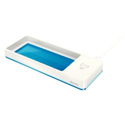 Plumier leitz wow dual 105x32x271mm avec chargeur induction pour recharge smartphone coloris bleu