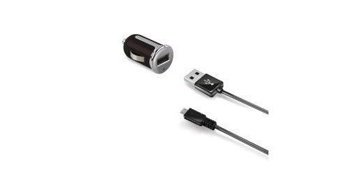 Celly CCUSBMICRO cargador de dispositivo móvil Smartphone, Tableta Negro, Plata Encendedor de cigarrillos Auto