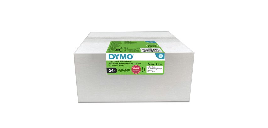 DYMO LW etichette di ritorno originali | 25 mm x 54 mm | 24 rotoli da 500 etichette facili da staccare (12.000 pezzi) | autoadesive | per etichettatrici LabelWriter | originali