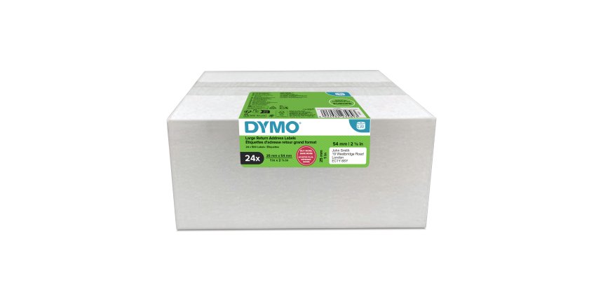 DYMO LW etichette di ritorno originali | 25 mm x 54 mm | 24 rotoli da 500 etichette facili da staccare (12.000 pezzi) | autoadesive | per etichettatrici LabelWriter | originali