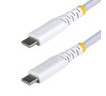 StarTech.com Cable de Carga USB-C Trenzado de TPE y Nailon de 30cm - Cable Cargador USB Tipo C - - Cable Cargador para Portátil o Tablet - Cable de Servicio Pesado - USB 2.0 - PD 60W 3A - Blanco