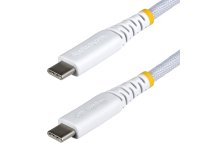 StarTech.com Câble de Charge USB-C de 3m, 60 W (3 A) PD, Gaine Tressée en Nylon/TPE Double Couche, Cordon de Charge USB C Robuste, Câble de Charge pour PC USB 2.0, Blanc
