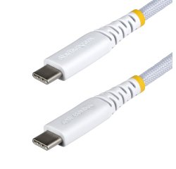 StarTech.com Cable de Carga USB-C Trenzado de TPE y Nailon de 30cm - Cable Cargador USB Tipo C - - Cable Cargador para Portátil o Tablet - Cable de Servicio Pesado - USB 2.0 - PD 60W 3A - Blanco