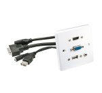 Lindy 60220 toma de corriente HDMI + VGA + USB A + 3.5mm Blanco