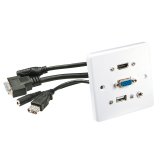 Lindy 60220 toma de corriente HDMI + VGA + USB A + 3.5mm Blanco