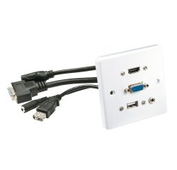 Lindy 60220 toma de corriente HDMI + VGA + USB A + 3.5mm Blanco