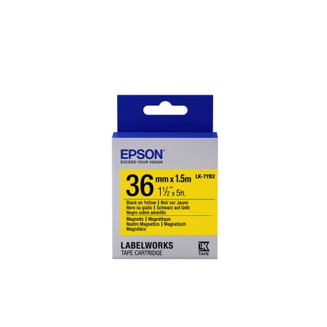 Epson Ruban magnétique pour étiqueteuse LK-7YB2 Noir/Jaune D 36 mm (1,5 m)