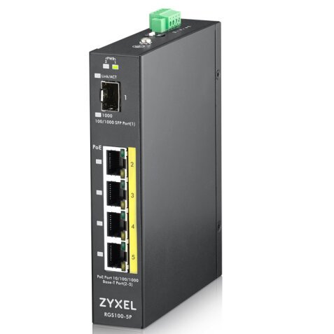 Zyxel RGS100-5P No administrado L2 Gigabit Ethernet (10/100/1000) Energía sobre Ethernet (PoE) Negro