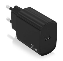 AISENS Cargador USB-C PD3.0 1 Puerto 1xUSB-C 20W, Negro