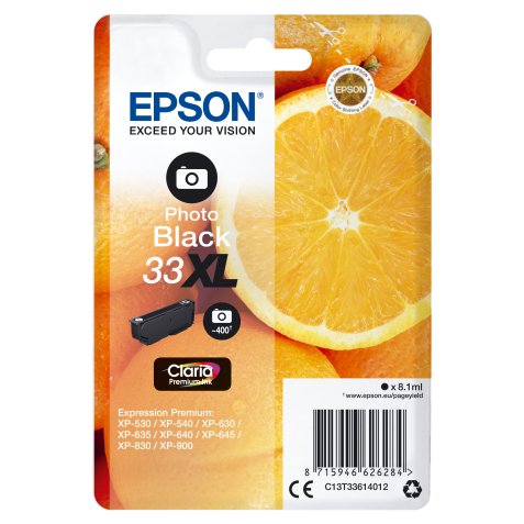 Epson Oranges Singlepack Photo Black 33XL Claria Premium Ink