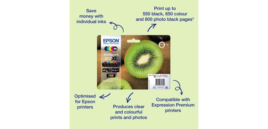 Epson Kiwi Singlepack Photo Black 202XL Claria Premium Ink