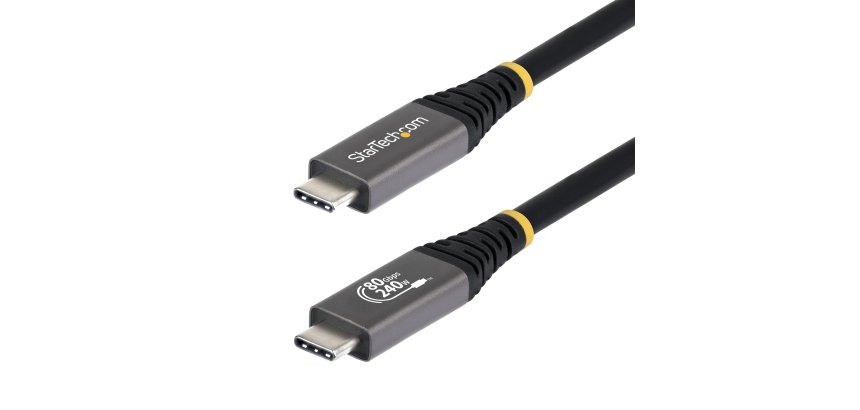 StarTech.com Cable USB4 50cm - Cable USB-C Certificado USB-IF - 80Gbps - Cable USB Tipo C - PD de 240W - 8K120/4K240 - DP 2.1 - DP80 - Recubrimiento de TPE - Compatible con Thunderbolt - Negro