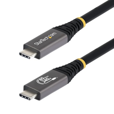 StarTech.com Cable USB4 1m - Cable USB-C Certificado USB-IF - 80Gbps - Cable USB Tipo C - PD de 240W - 8K120/4K240 - DP 2.1 - DP80 - Recubrimiento de TPE - Compatible con Thunderbolt - Negro