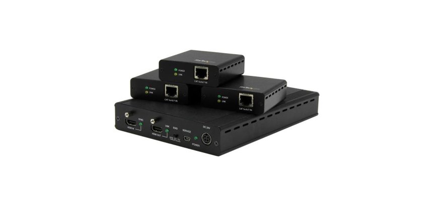 StarTech.com Juego Extensor HDBaseT de 3 Puertos - Alargador HDMI por Cable Cat5 con 3 Receptores - Hasta 4K