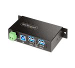 StarTech.com Hub USB 3.0 4 Ports avec 4x USB-A, Boîtier Industriel en Métal, Hub USB 4 ports avec Protection ESD, Montage Mural, sur Table ou sur Rail, USB 3.0/3.1/3.2 Gen 1 5Gbps