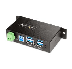 StarTech.com Hub USB 3.0 4 Ports avec 4x USB-A, Boîtier Industriel en Métal, Hub USB 4 ports avec Protection ESD, Montage Mural, sur Table ou sur Rail, USB 3.0/3.1/3.2 Gen 1 5Gbps