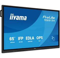 iiyama TE6513A-B2AG Écran d'affichage dynamique Écran plat interactif 163,8 cm (64.5") Wifi 500 cd/m² 4K Ultra HD Noir Écran tactile Intégré dans le processeur Android 24/7