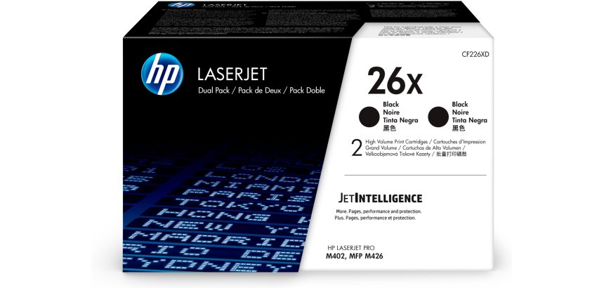 HP 26X LaserJet, lot de 2 cartouches de toner grande capacité authentiques, noir