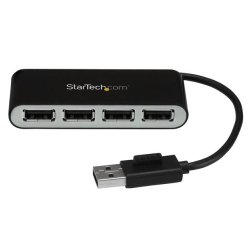 StarTech.com Concentrador Ladrón USB 2.0 de 4 Puertos con Cable Integrado - Hub Portátil USB 2.0