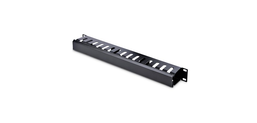 StarTech.com Panneau de Gestion de Câbles pour Rack 1U à Goulotte Horizontale avec Couvercle - Goulotte de Câbles pour Rack de Serveur - Organisateur / Gestionnaire de Câbles pour Rack