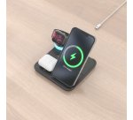 AISENS Cargador Inalambrico USB-C 4 en 1 De 15W Para Movil, Apple Watch, Auriculares Con Estuche De Carga, Negro