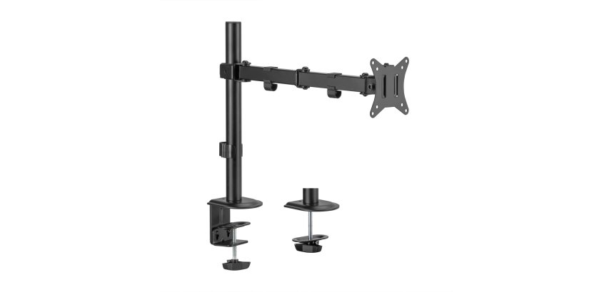 AISENS Soporte de Mesa ECO Giratorio e Inclinable para Monitor/TV 9Kg (3 Pivotes, 1 Brazo) de 17-32, Negro