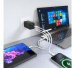 AISENS Cargador GaN 100W, 2x USB-C PD3.0 QC4.0 QC5.0, 1x USB-A QC3.0, Negro