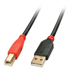 Lindy 42761 cavo USB USB 2.0 10 m USB A USB B 0,48 Gbit/s Nero, Rosso