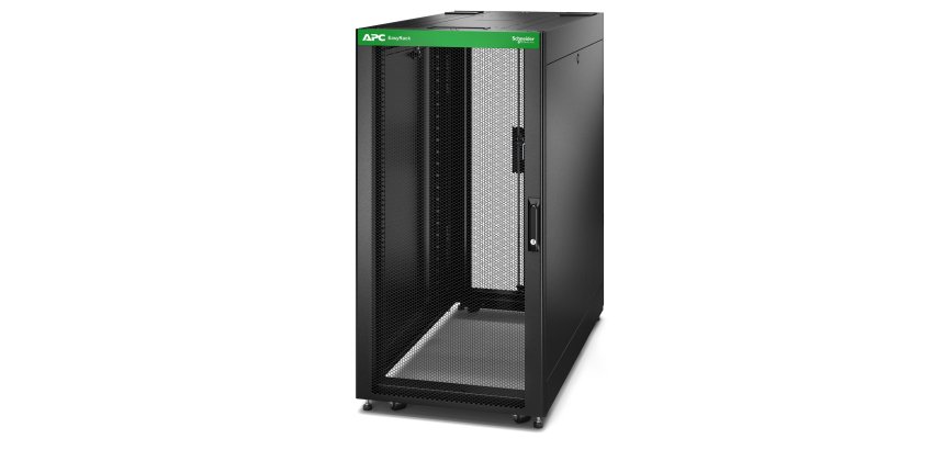APC Baie EasyRack 600mm/24U/1000mm avec toit, panneau latéral, roulettes, noir
