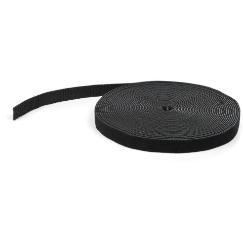 StarTech.com Bobina de 15,2m de Gancho y Bucle - Tiras Reutilizables de Gancho y Bucle - Cinta Sujetacables - Envolturas Ajustables de Tela para Gestión de Cableado - Negro